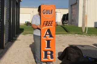 Large Gulf Air Eco Air Meter Tire Pump Gas Station 48 " Metal Sign