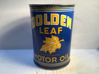 Vintage Golden Leaf Oil Can Quart Metal Gas Rare Tin Handy Sinclair Sunoco Tydol