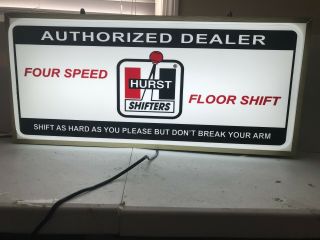 Large Hurst Shifters Lighted Speed Shop Sign Moon Clay Smith Holley Sign