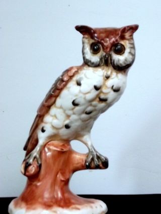 Vintage Large Ceramic Owl Figurine Made In Italy