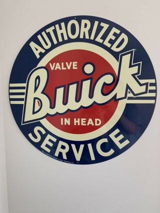 Buick Authorized Service Car Dealer Logo Round Retro Vintage Metal Tin Sign