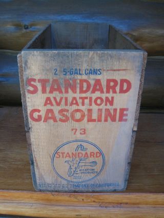 Vintage Rare Standard Oil Aviation Gasoline Wooden Box Crate
