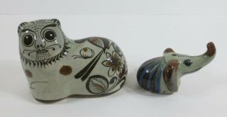 Vintage Ken Edwards Cat Jorge Wilmot Elephant Tonala Mexican Pottery Signed