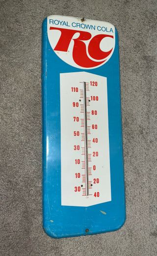 Vintage Rc Cola Royal Crown Thermometer 26 Inches Sign Tin Advertising 26” Rare
