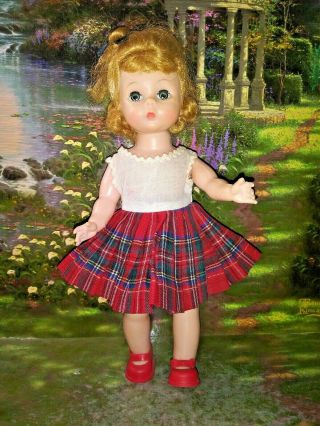 Vintage 1950s Bkw Madame Alexander - Kins Doll In Plaid Dress With White Top 8 "