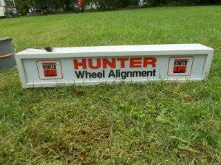 Hunter Wheel Alignment Sign Lighted Automotivesign Shell Texaco Rare
