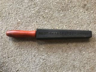 Vintage Carborundum Brand Knife Sharpener Tool No.  57 W/ Red Wood Handle