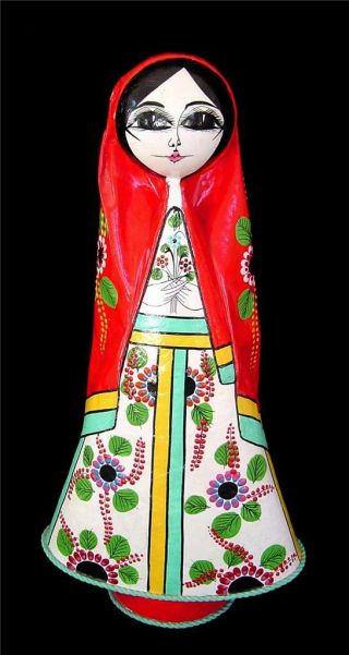 Vtg 16 " Tall Colorful Tonala Mexican Paper Mache Folk Art Woman Doll