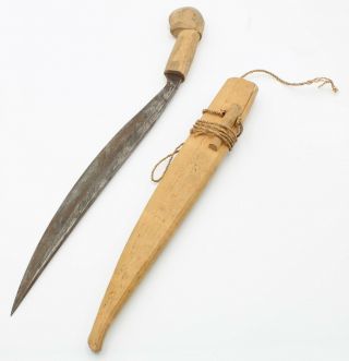 Filipino Bolo Talibong Wwii Gi Bring Back Knife Dagger Wooden Handle Sheath 8405