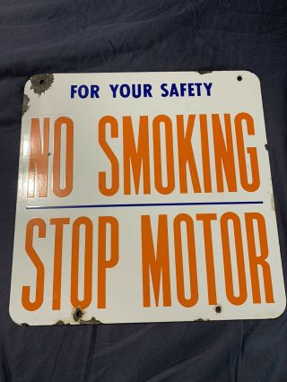 Vintage Rare Early Union 76 No Smoking Double Sided Porcelain Pump Topper Sign