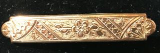 Antique Victorian Gold Filled Etched Bar Pin,  Brooch