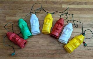 Vintage Early 1980s Blow Mold Easter Island Tiki String Lights - 12 Ft