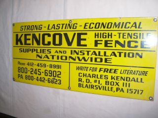 Old Vintage Kencove High Tensile Electric Fence Porcelain Sign Farming Farm