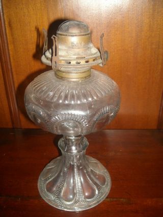 Vintage Antique Rayo 10 " Glass Oil Lamp Queen Ann Burner