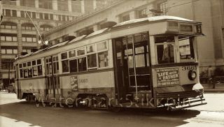1940s Photo Negative Detroit Railway Trolley Car Street Scene Life With Father
