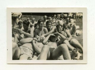 16 Vintage Photo Affectionate Swimsuit Buddy Boys Men On Beach Snapshot Gay