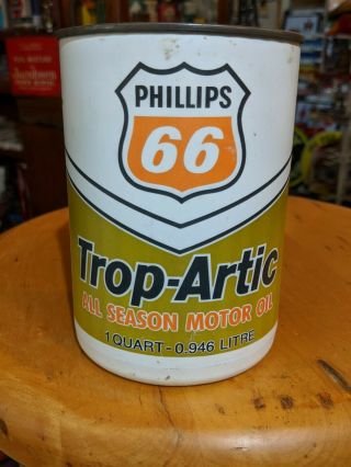 Vintage Optimal Phillips 66 Trip Arctic All Season Motor Oil 1 Quart Plastic Can