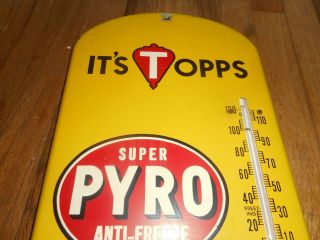 Vintage PYRO TOPPS ANTIFREEZE Gas Oil Advertising Milwaukee WI Thermometer 2