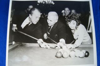 3 Vintage 1960s Brunswick Billiards Photos w/letters ABC Willie Mosconi,  more 2