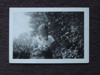 Girl Holding Finger Over The Lens Vtg 1950 