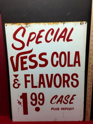 Vintage Vess Cola Double - Sided Enameled Steel Soda Advertising Sign