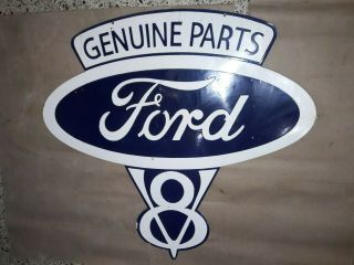 Porcelain Ford Parts Sign Size 35.  5 " X 37 " Inches Double Sided