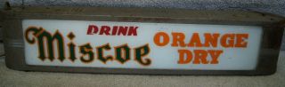 Miscoe Orange Dry Soda Reverse Glass Light Up Sign 1930s 1940s Chicago Il Rare
