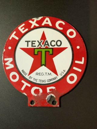 Vintage Texaco Motor Oil Double - Sided Porcelain Paddle Mini - Sign For Lubester