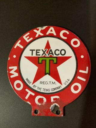 Vintage TEXACO Motor Oil Double - sided Porcelain Paddle Mini - sign for lubester 2