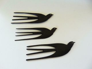 African Hand Carved Wood Bird Hair Picks Plaques