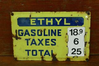 Vintage Richfield Ethyl Porcelain Visible Gas Pump Gasoline Price Sign