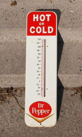 Vintage Hot Or Cold Dr Pepper Thermometer 26.  5 " X 7 1/4 ",  123,  Man Cave,  Soda
