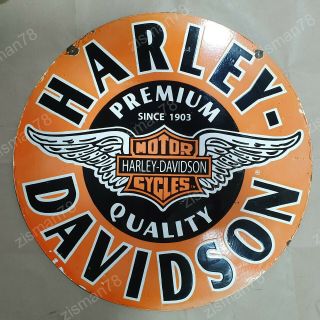 Harley Davidson Premium 2 Sided Vintage Porcelain Sign 30 Inches Round