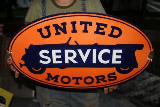 United Motors Automobile Service Gas Oil 24 " Porcelain Metal Sign