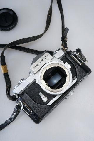 Vintage Nikon Nikkormat 35mm Film Camera Body With Nikon Strap And Half - Case