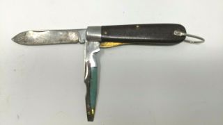 Vintage M Klein & Sons Chicago Usa Electrician Folding Pocket Knife Brown Handle