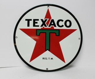 Vtg Texaco Motor Oil Service Gas Porcelain Sign Lubester Pump Plate 11 3/4 "
