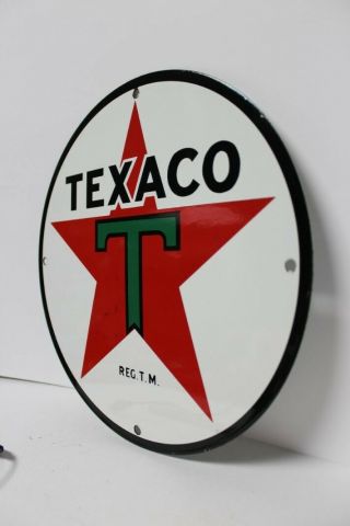 Vtg Texaco Motor Oil Service Gas Porcelain Sign Lubester Pump Plate 11 3/4 