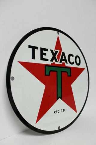 Vtg Texaco Motor Oil Service Gas Porcelain Sign Lubester Pump Plate 11 3/4 