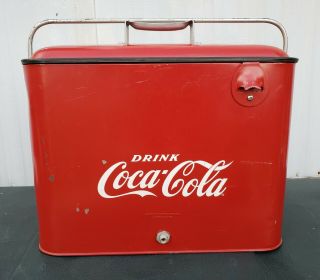 1960s Coca - Cola Progress Refrigerator Co Picnic Cooler W/opener