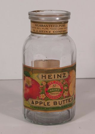 Ca1900 Heinz Apple Butter Ten Sided Advertising Food Bottle W/ Labels