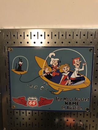 Vintage Jetsons Phillips 66 Aviation Gasoline Porcelain Gas Pump Plate Sign 63
