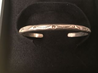 Vintage Native American Navajo Sterling Silver Hand Stamped Cuff Bracelet 9.  6gr