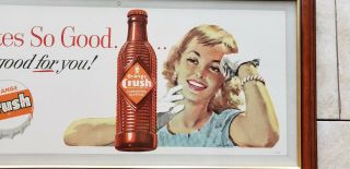 Rare NOS Vintage 1940 ' s Orange Crush Cardboard Litho Soda Sign 2
