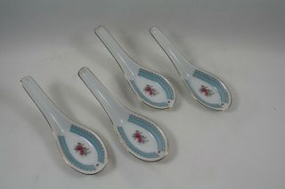 Asian Chinese Japanese Soup Spoons,  Cathay,  Rose Design,  Set of 4 2