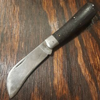 Utica Cutlery Co Knife Made In Usa Hawkbill Wood Handle Vintage Folding Pocket
