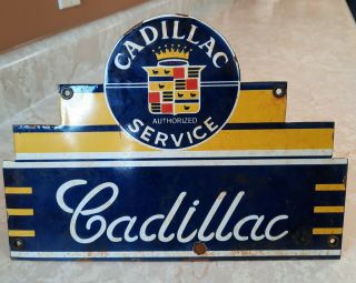 Vintage Cadillac Dealership Shop Service Porcelain Sign