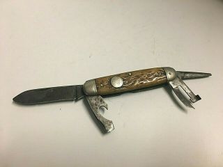 Vintage 1924 - 1933 Remington Umc Scout Knife Jigged Bone Be Prepared Shield 2
