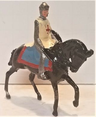 Vintage Antique Die - Cast Metal Knight On Horseback Toy Figurine Jihillco