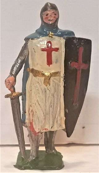 Vintage Antique Die - Cast Metal Knight Toy Figurine Jihillco
